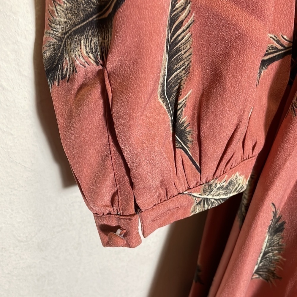 Lost+Wander Women’s Amber Hi Lo Midi Wrap Dress Feather Print Size Mediu… - Picture 9 of 13